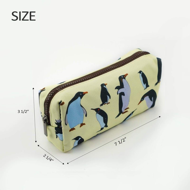LParkin Penguins Canvas Pencil Case Pen Bag Pouch Stationary Case Makeup Cosmetic Bag Gadget Box - Image 2